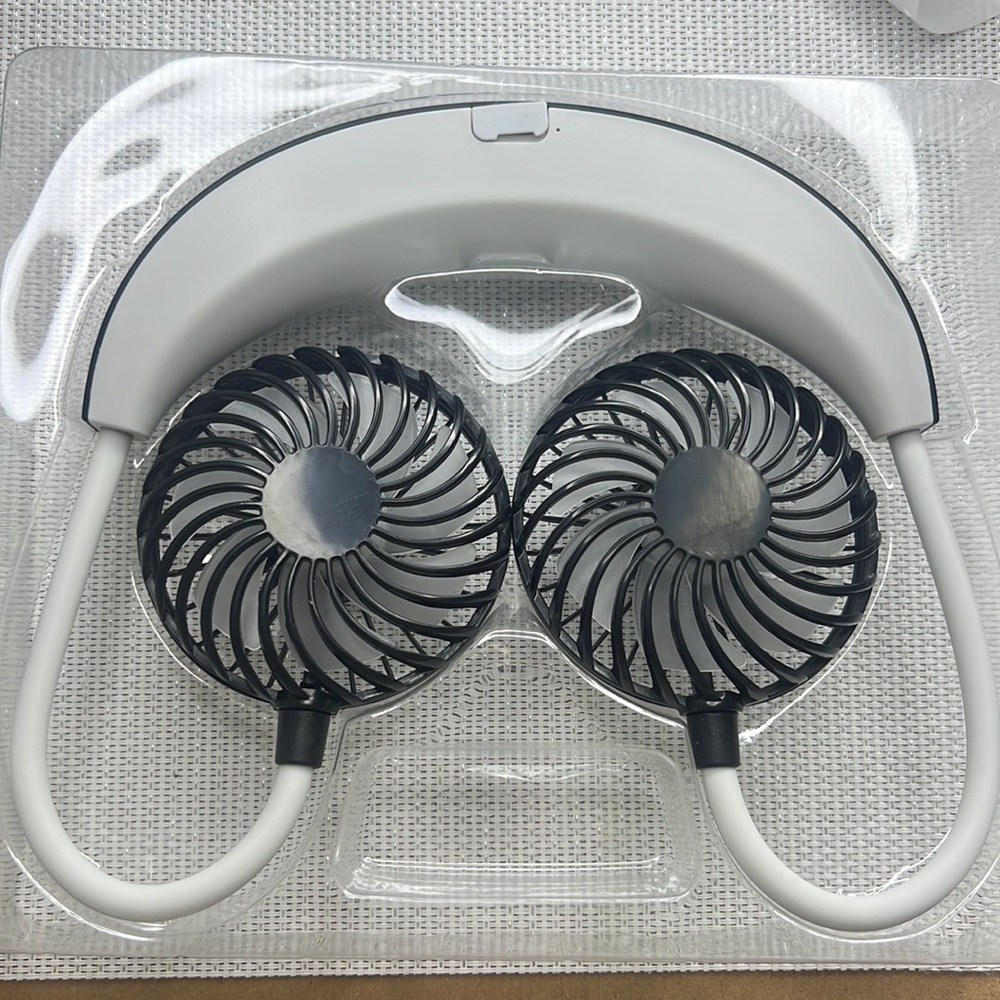 Portable Neck Fan, Hands-Free USB Rechargeable 12h with Dual Wind Head 360°
